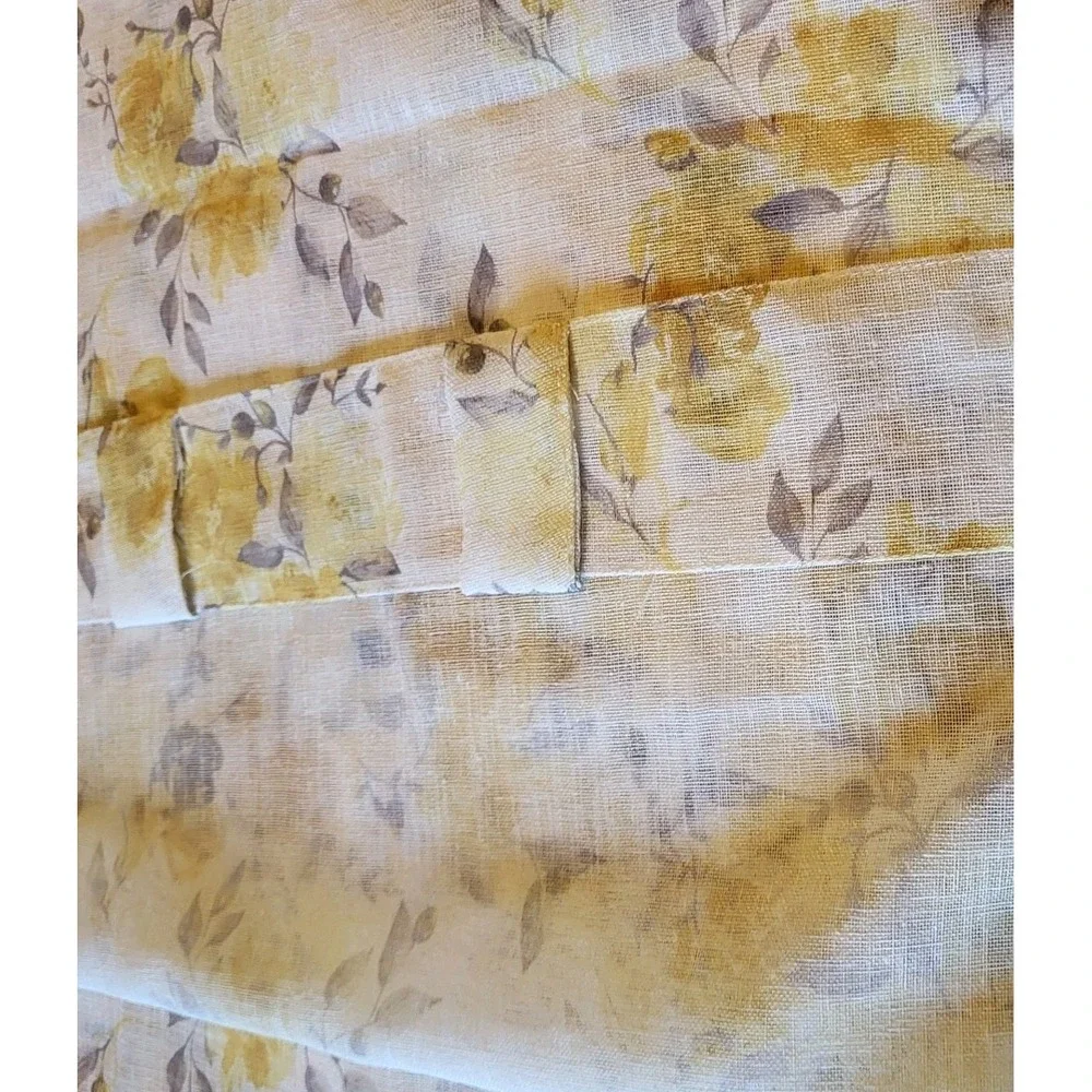 2 pc Ralph Lauren Window Curtain Panels Belleisle Yellow Floral 50